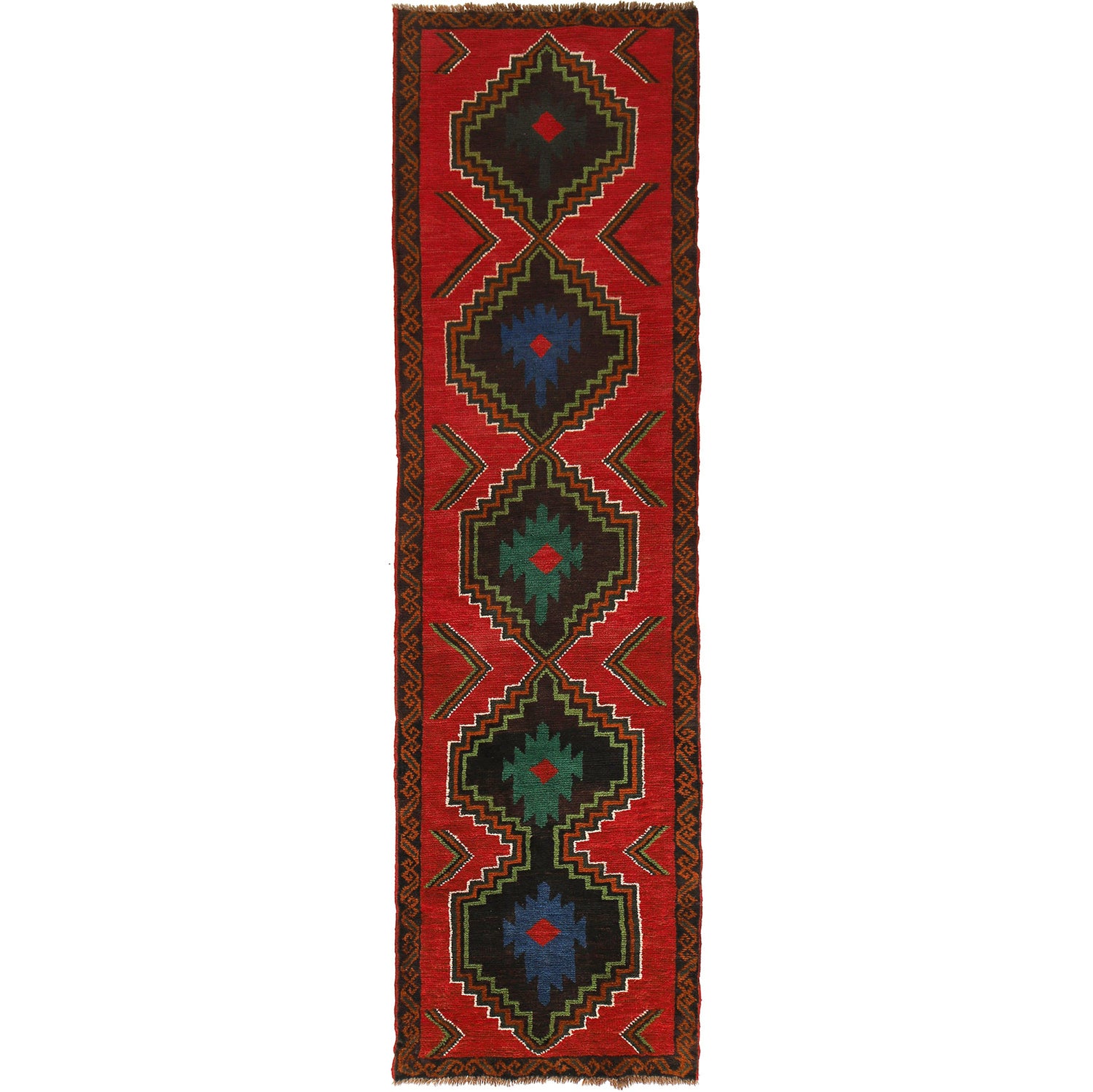 Baluchi Runner Rug Handmade Red 10' Runner