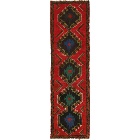 Baluchi Runner Rug Handmade Red 10' Runner