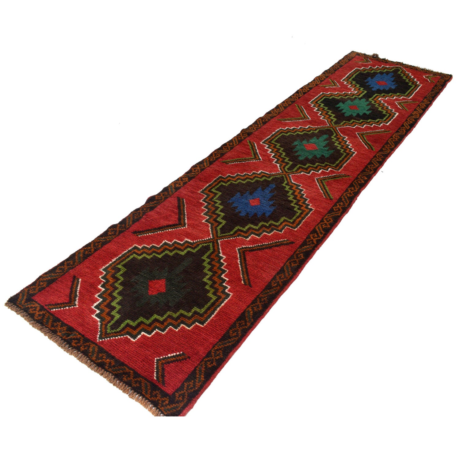Baluchi Runner Rug Handmade Red 10' Runner