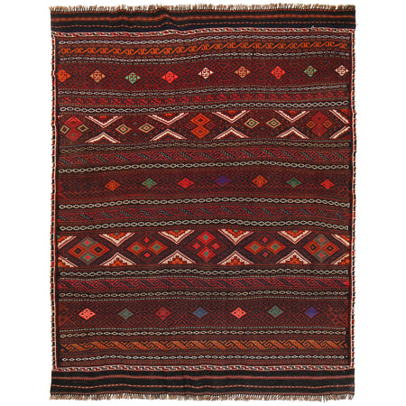 Laghari Kilim Area Rug Handmade Multi Geometric 4x6 ft