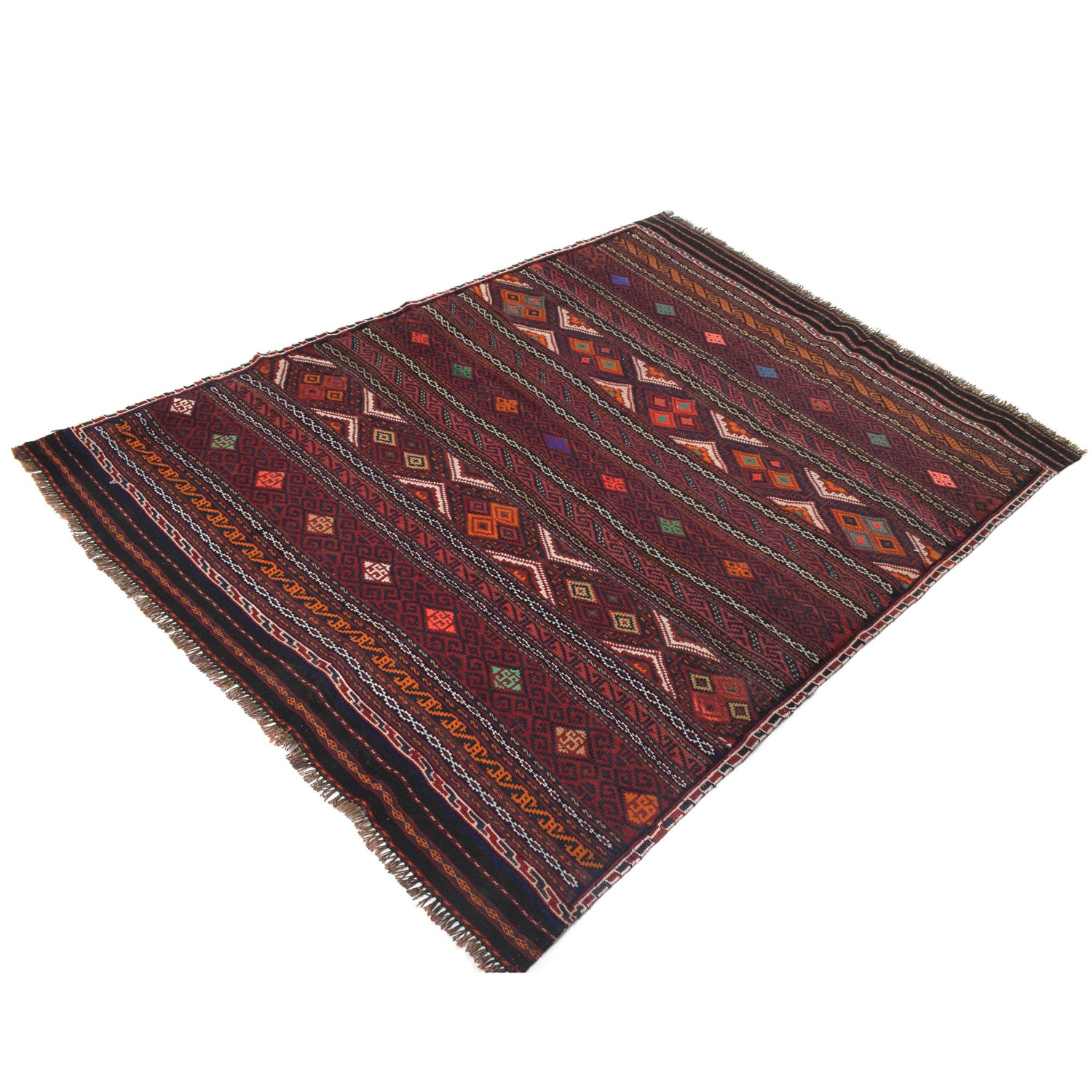 Laghari Kilim Area Rug Handmade Multi Geometric 4x6 ft