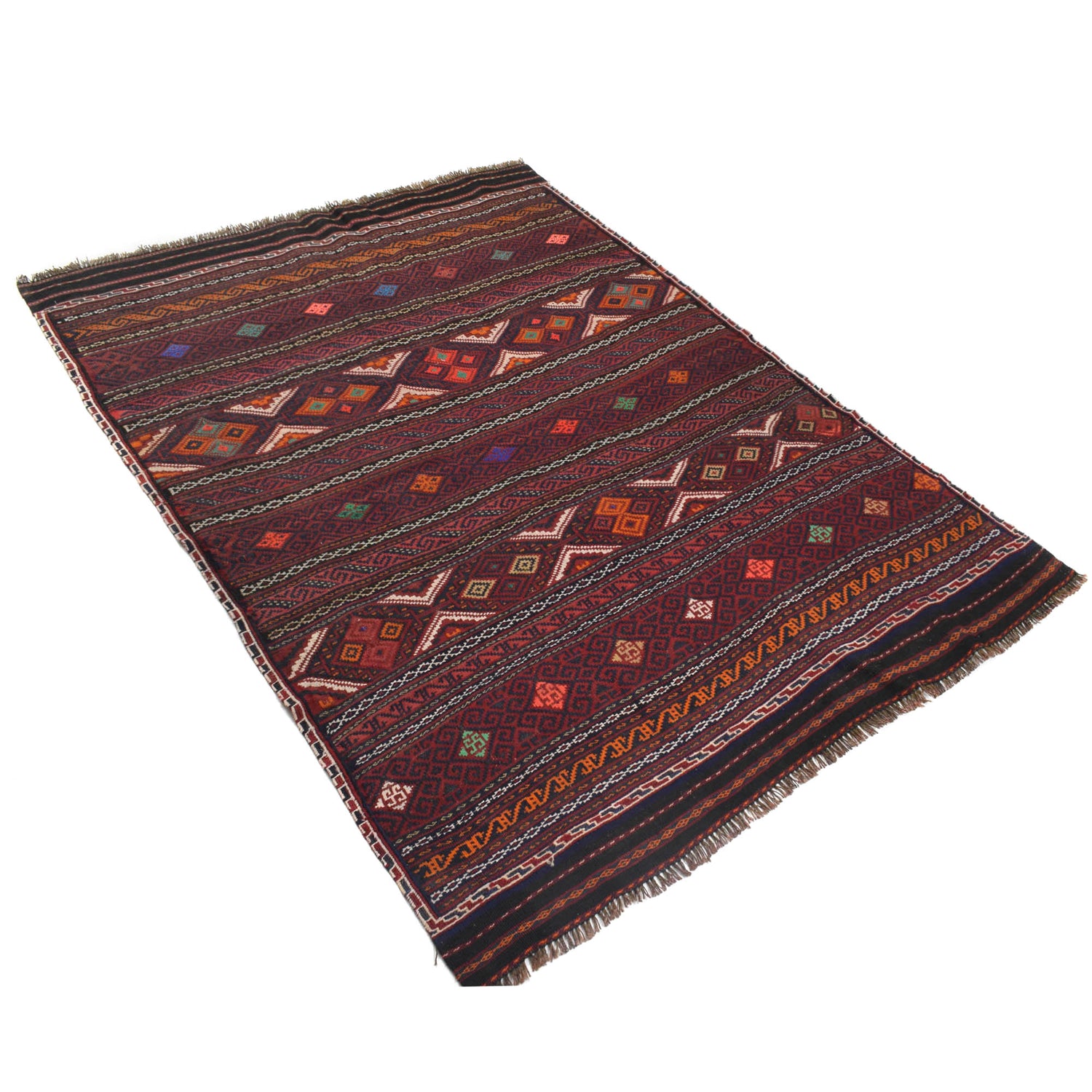 Laghari Kilim Area Rug Handmade Multi Geometric 4x6 ft