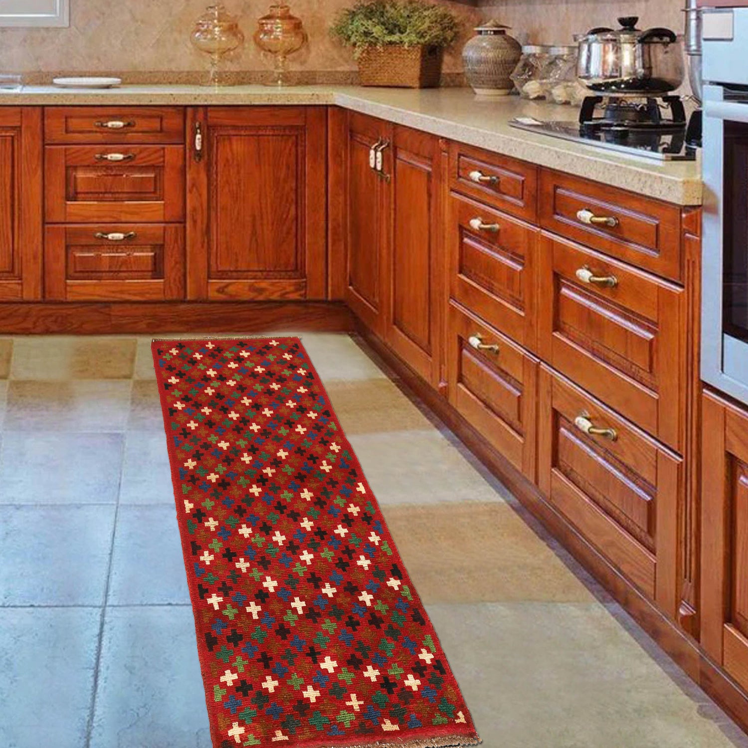 Baluchi Runner Rug Handmade Red 6' Runner