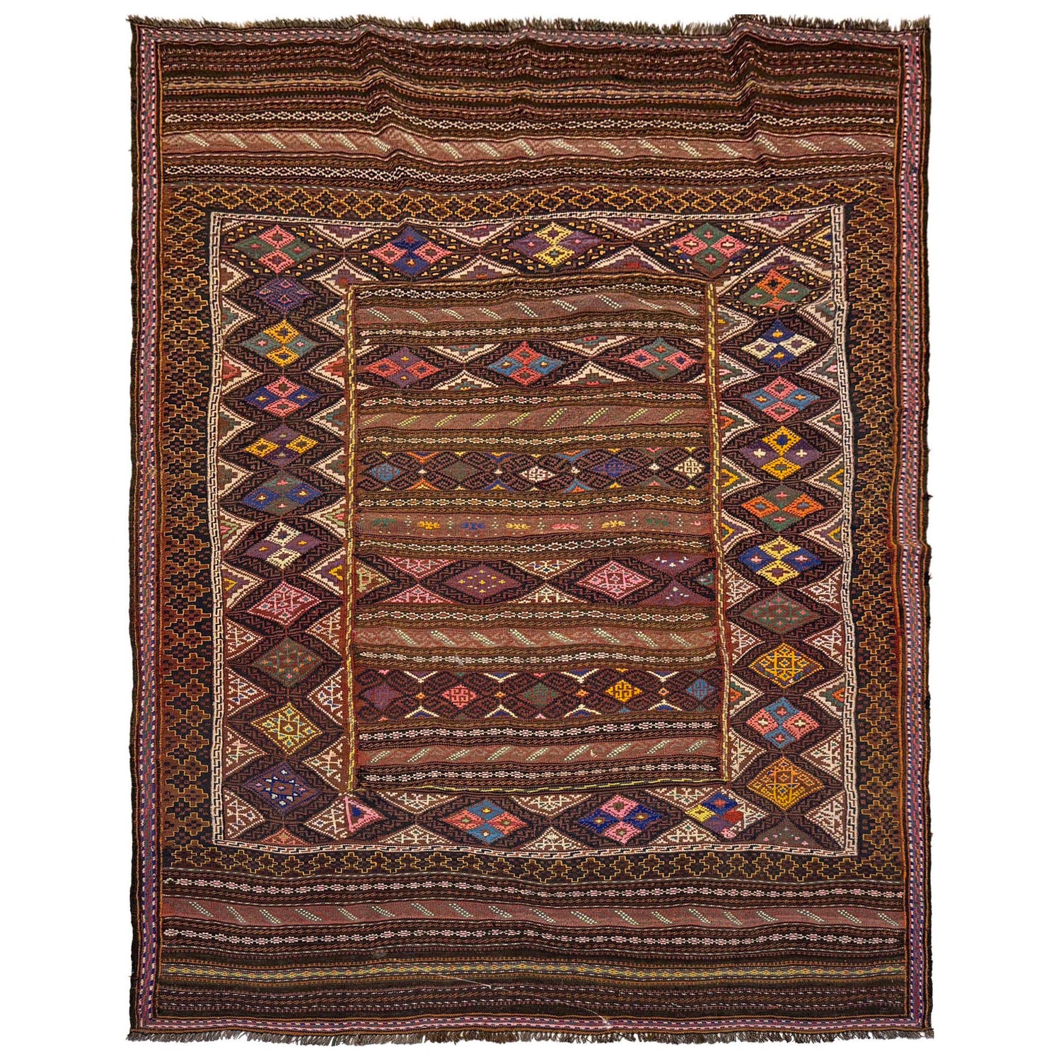Laghari Kilim Area Rug Handmade Multi Geometric 5x8 ft