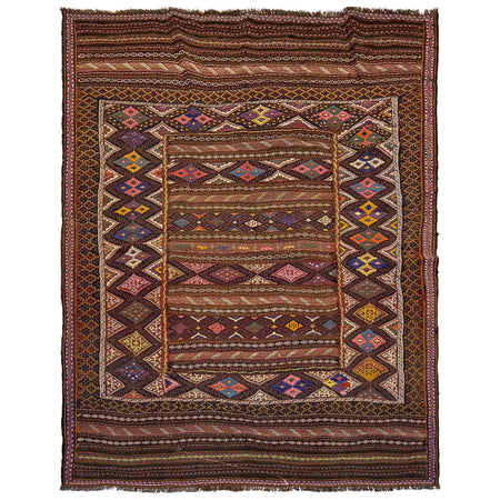 Laghari Kilim Area Rug Handmade Multi Geometric 5x8 ft