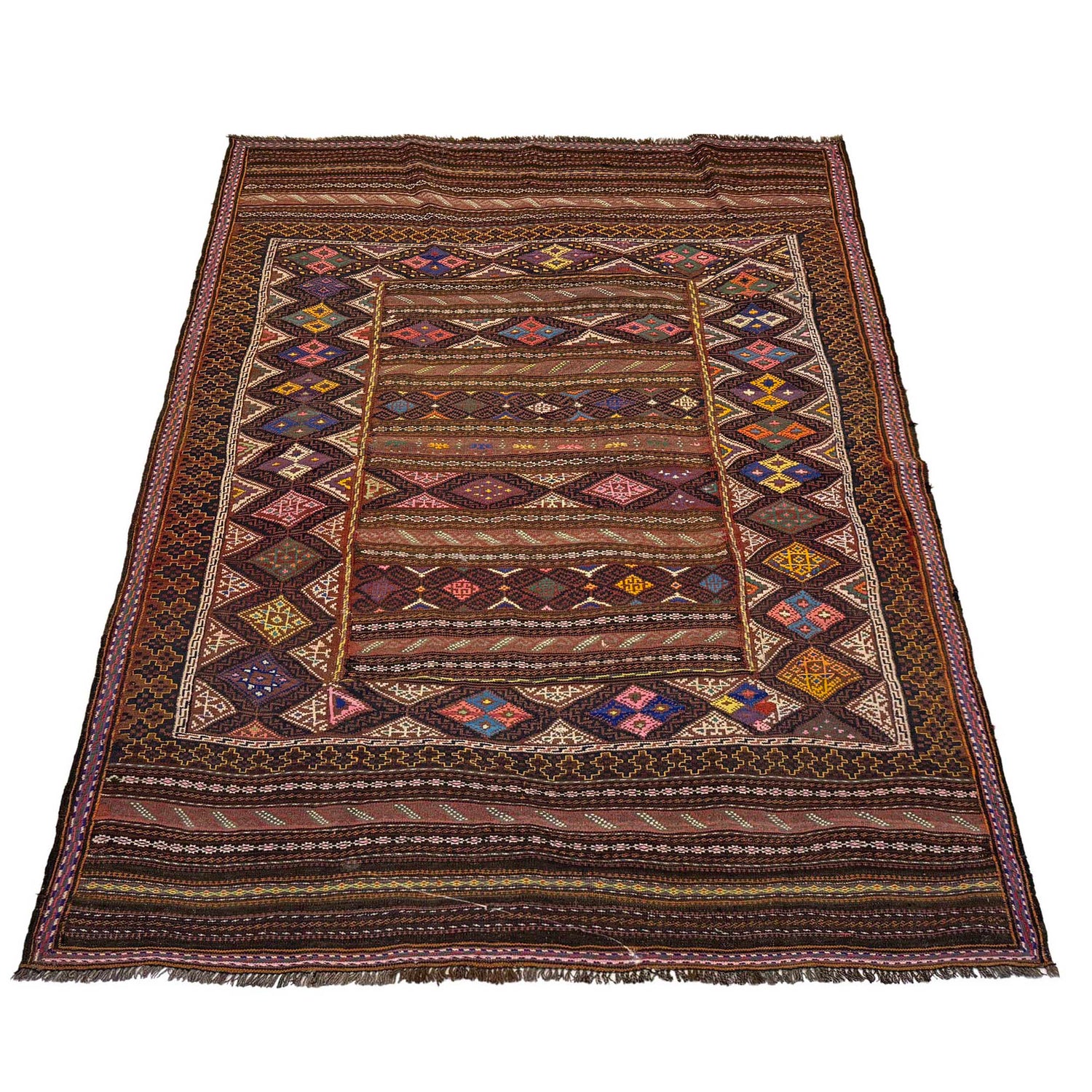 Laghari Kilim Area Rug Handmade Multi Geometric 5x8 ft