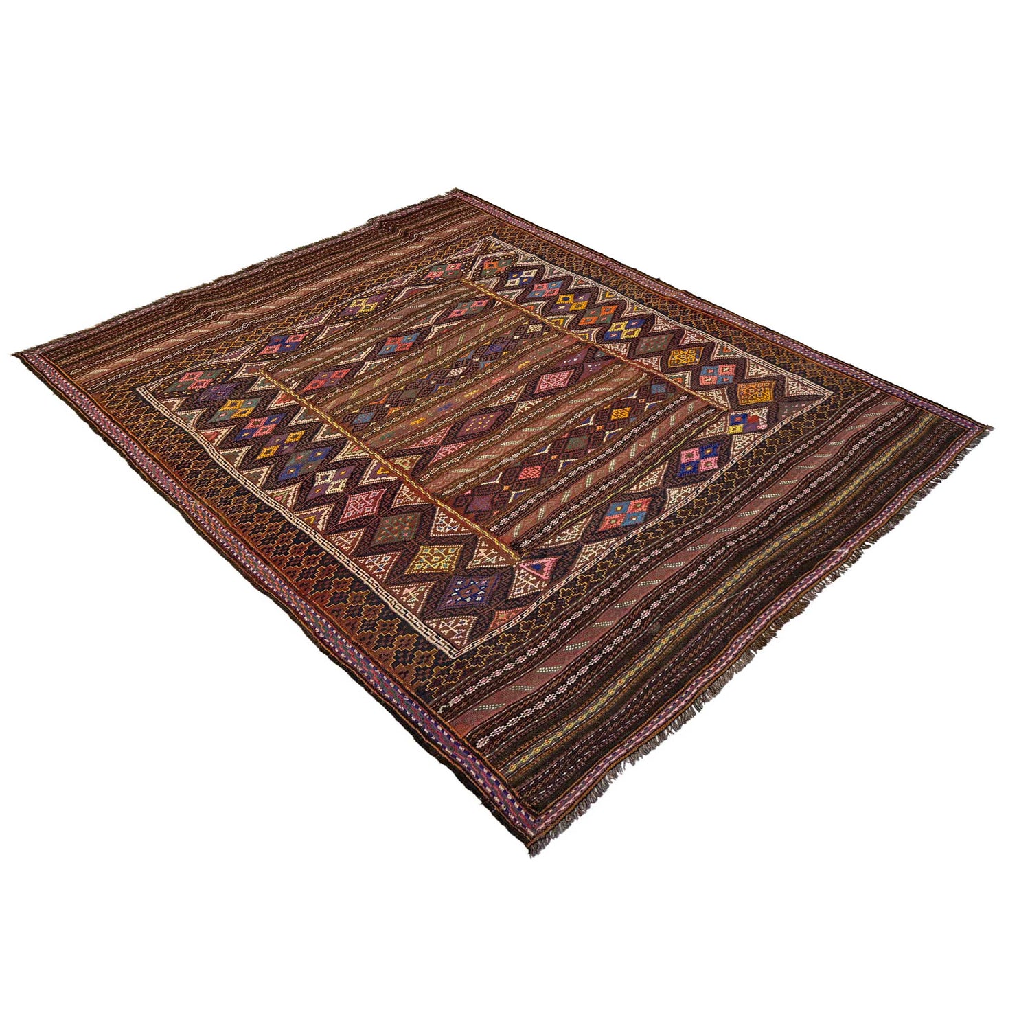 Laghari Kilim Area Rug Handmade Multi Geometric 5x8 ft