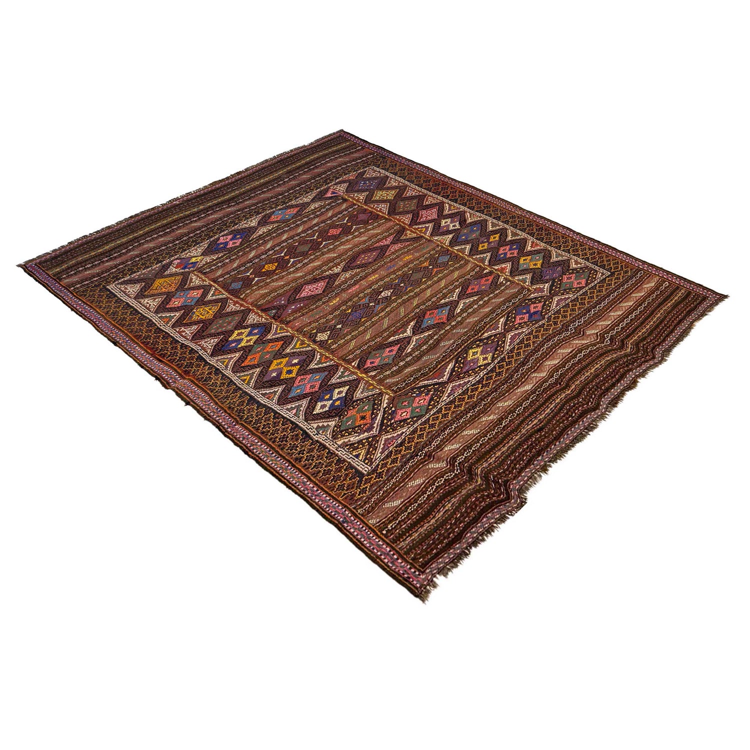 Laghari Kilim Area Rug Handmade Multi Geometric 5x8 ft