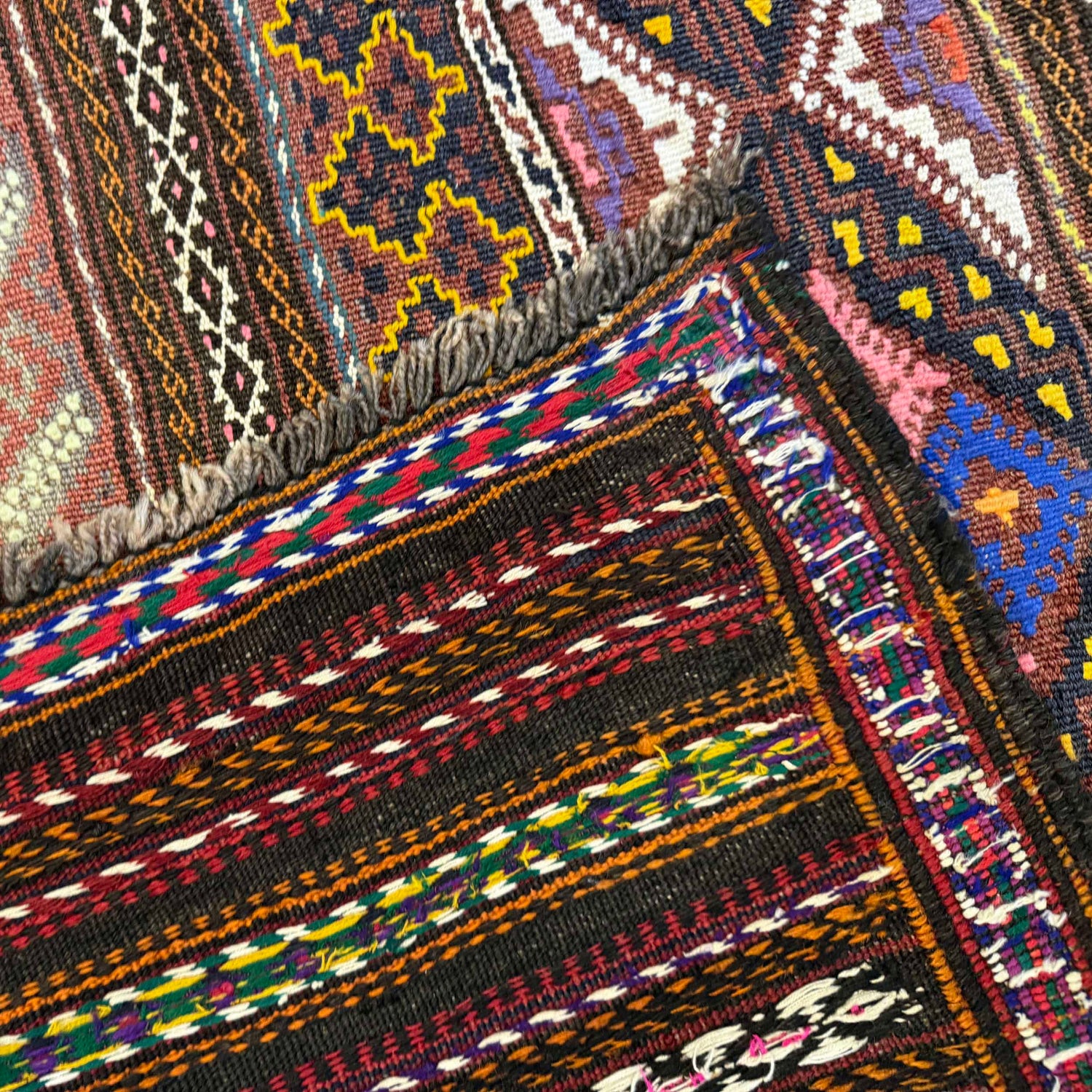 Laghari Kilim Area Rug Handmade Multi Geometric 5x8 ft