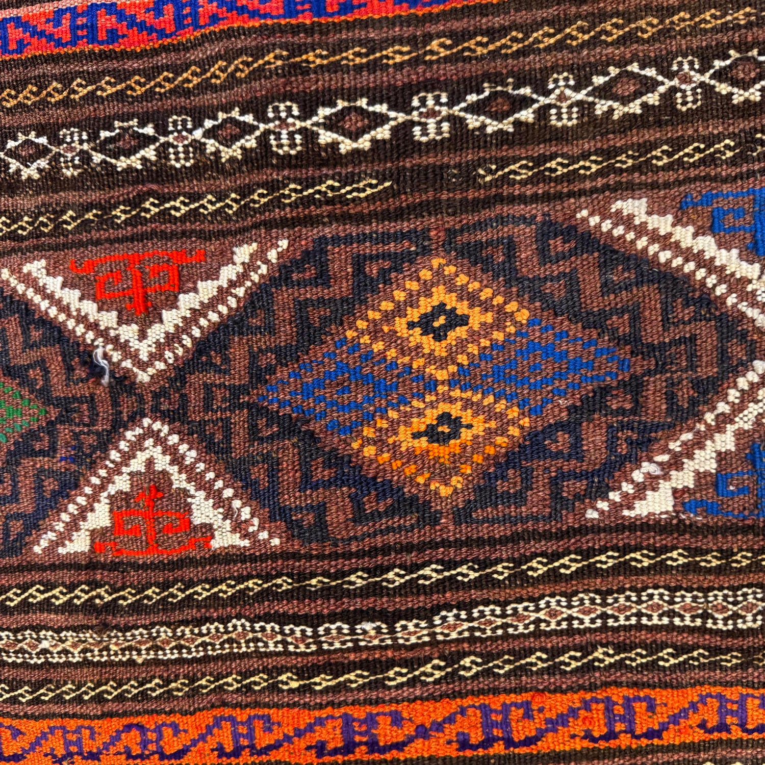 Laghari Kilim Area Rug Handmade Multi Geometric 4x7 ft