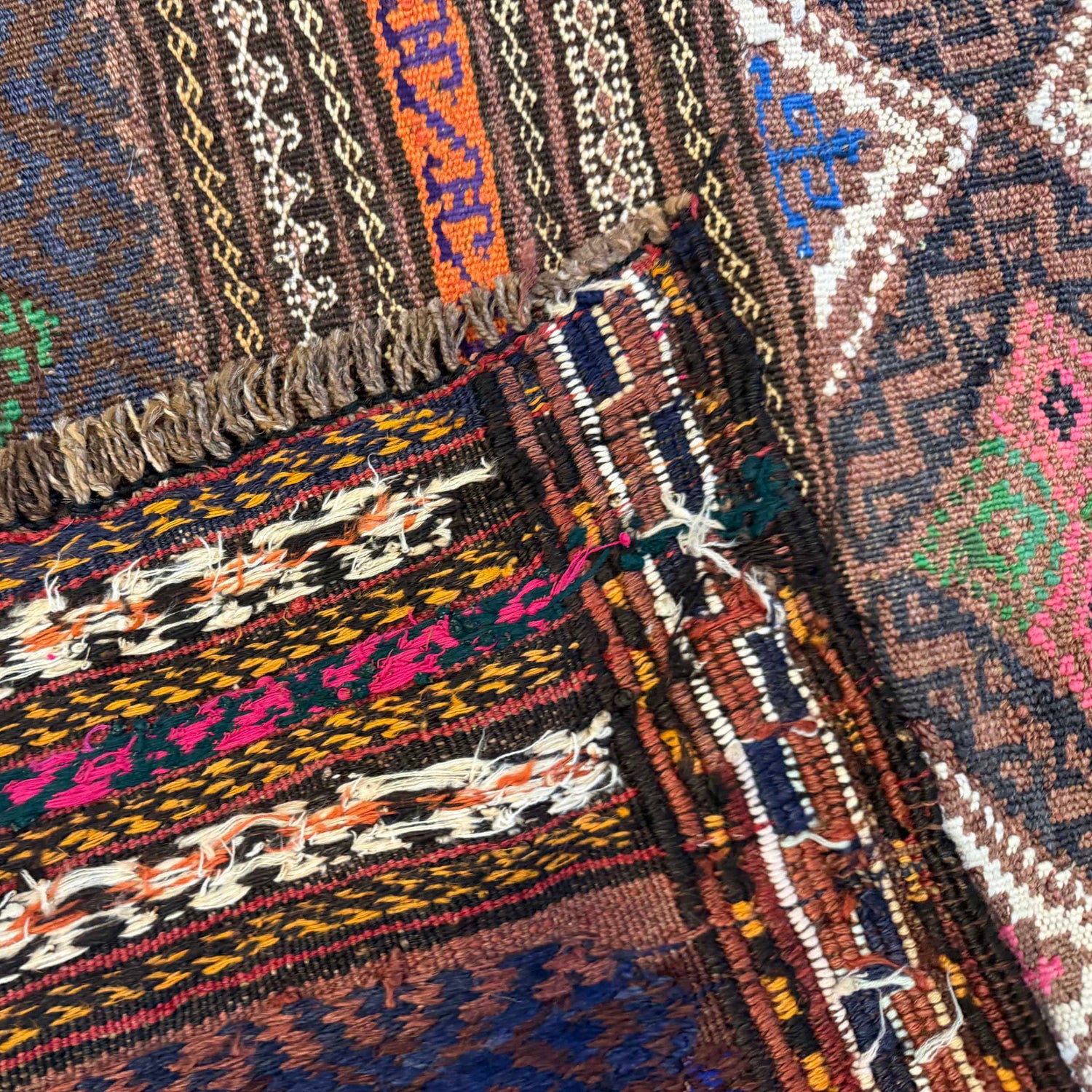 Laghari Kilim Area Rug Handmade Multi Geometric 4x7 ft