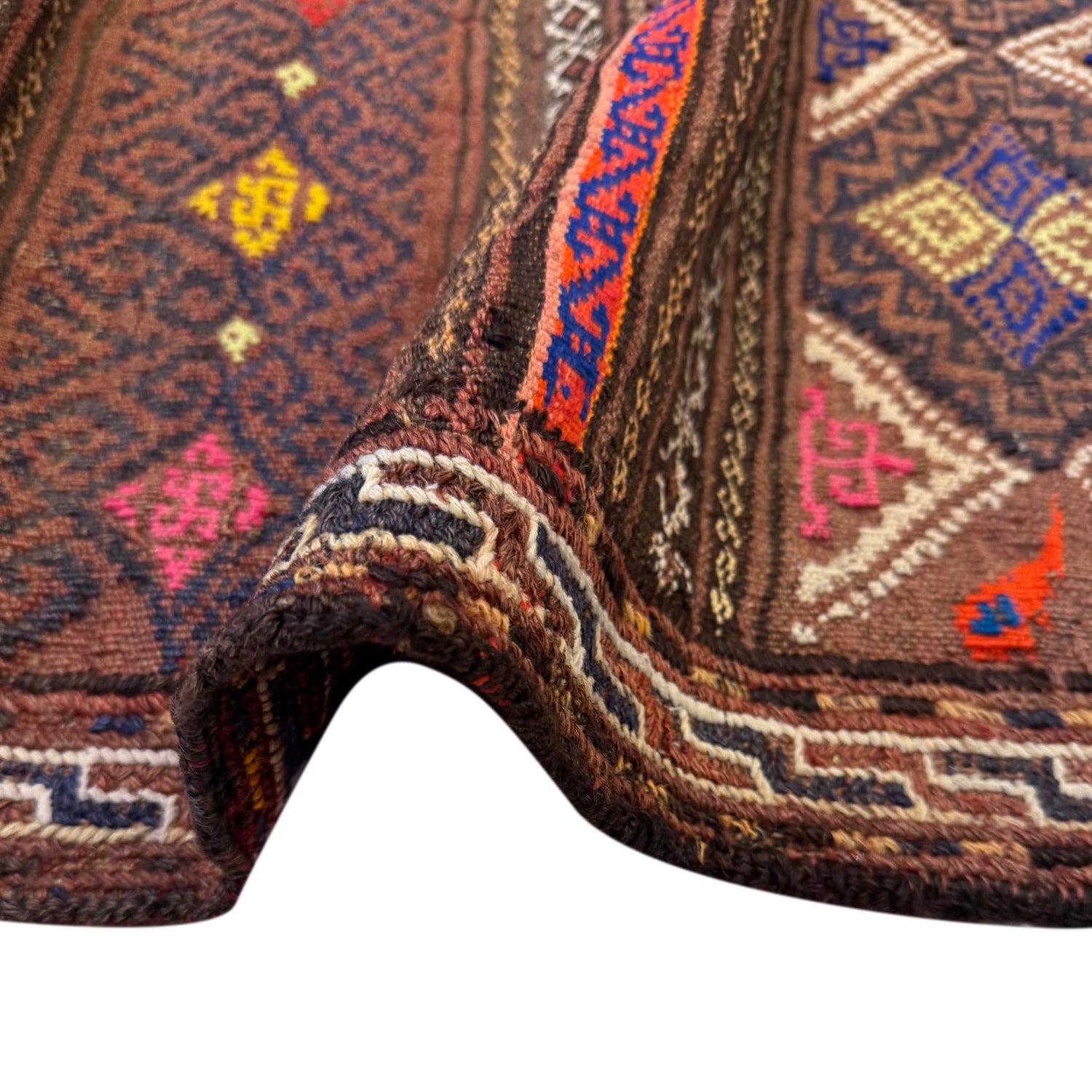 Laghari Kilim Area Rug Handmade Multi Geometric 4x7 ft