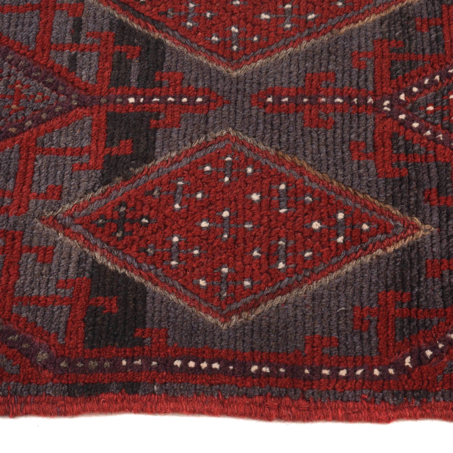 Mashwani Runner Handmade Deep Red Geometric 8' Runner