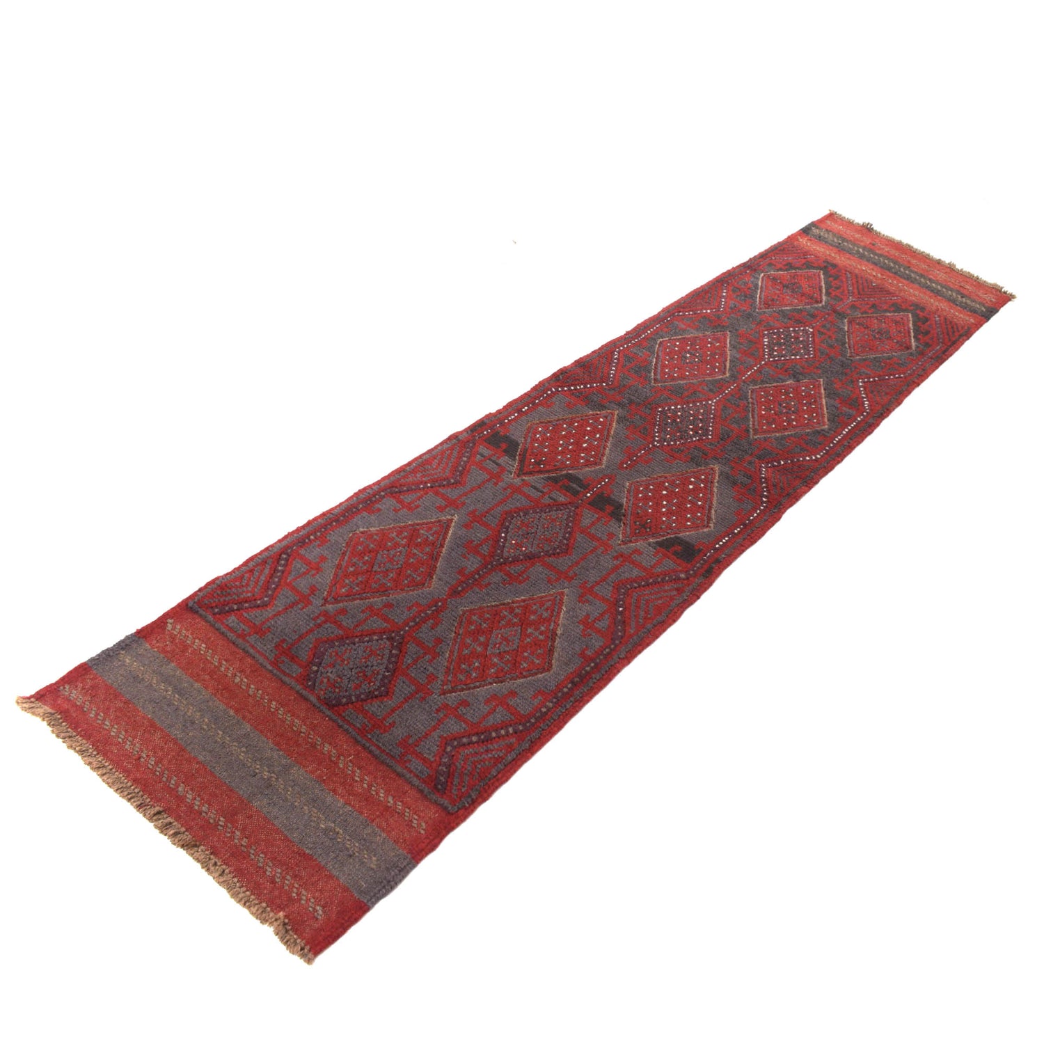 Mashwani Runner Handmade Deep Red Geometric 8' Runner