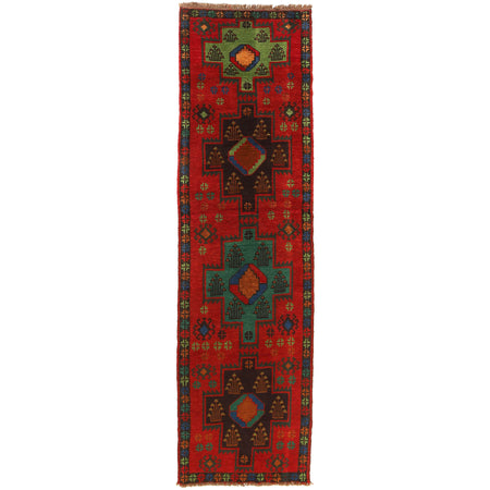 Baluchi Runner Rug Handmade Red 10' Runner