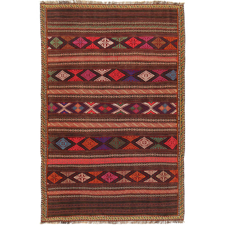Laghari Kilim Area Rug Handmade Multi Geometric 4x7 ft