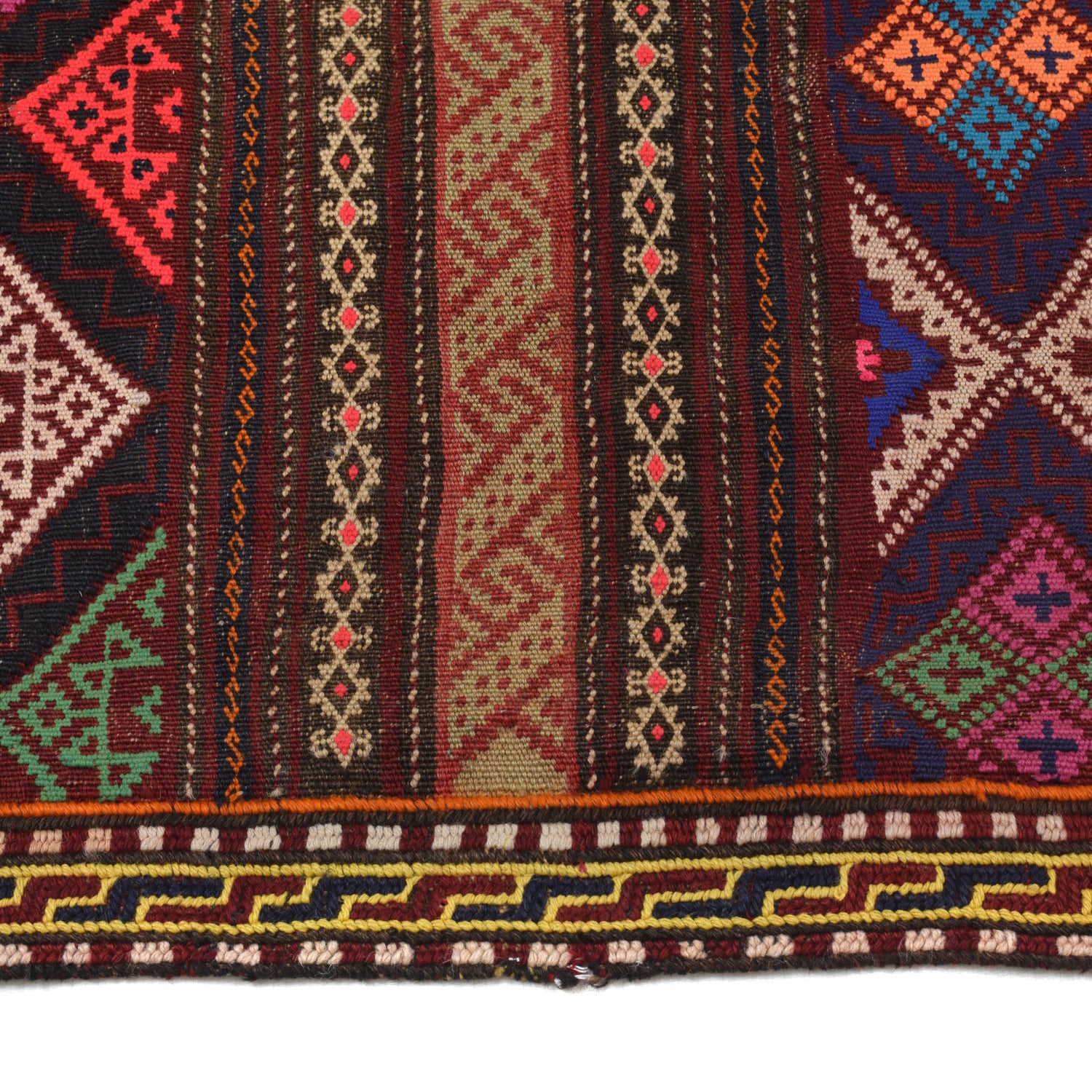 Laghari Kilim Area Rug Handmade Multi Geometric 4x7 ft