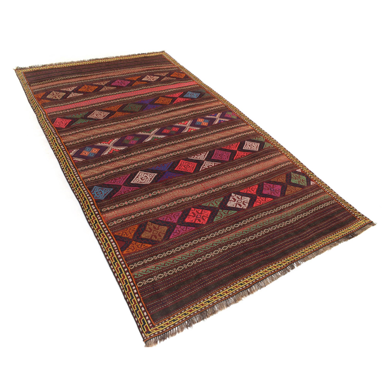 Laghari Kilim Area Rug Handmade Multi Geometric 4x7 ft