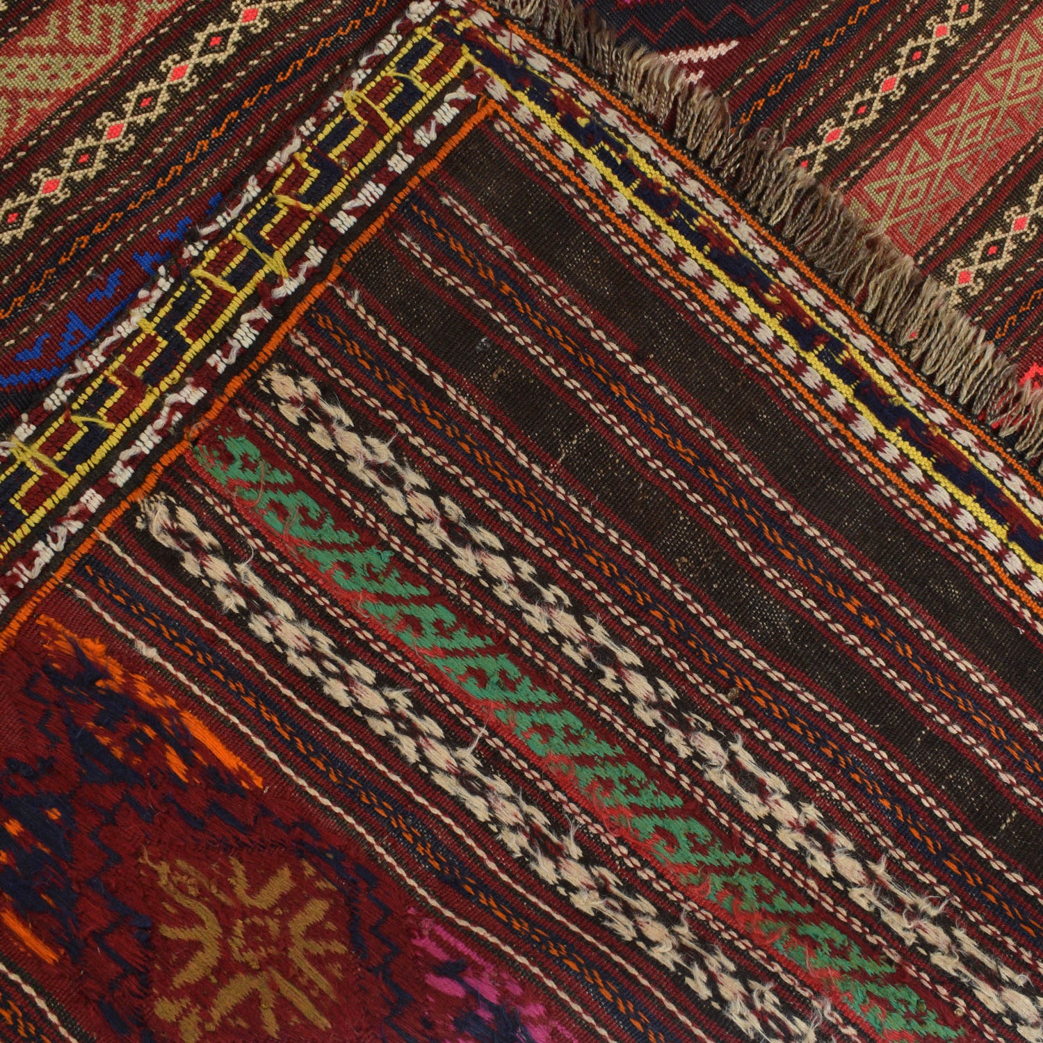 Laghari Kilim Area Rug Handmade Multi Geometric 4x7 ft
