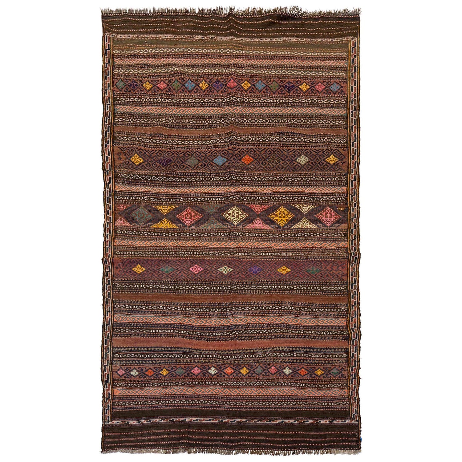 Laghari Kilim Area Rug Handmade Multi Geometric 4x7 ft