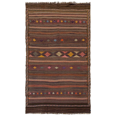 Laghari Kilim Area Rug Handmade Multi Geometric 4x7 ft