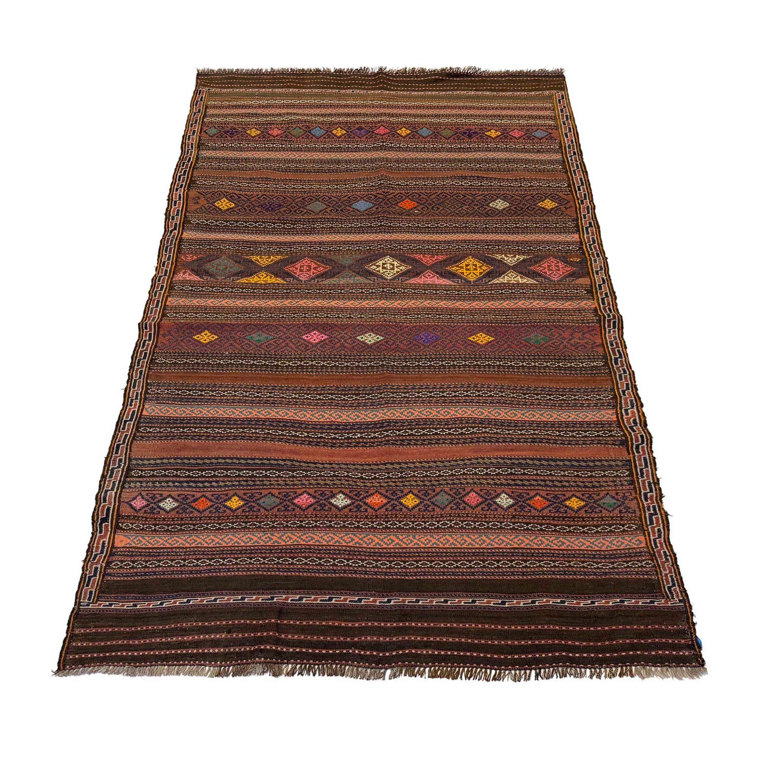 Laghari Kilim Area Rug Handmade Multi Geometric 4x7 ft