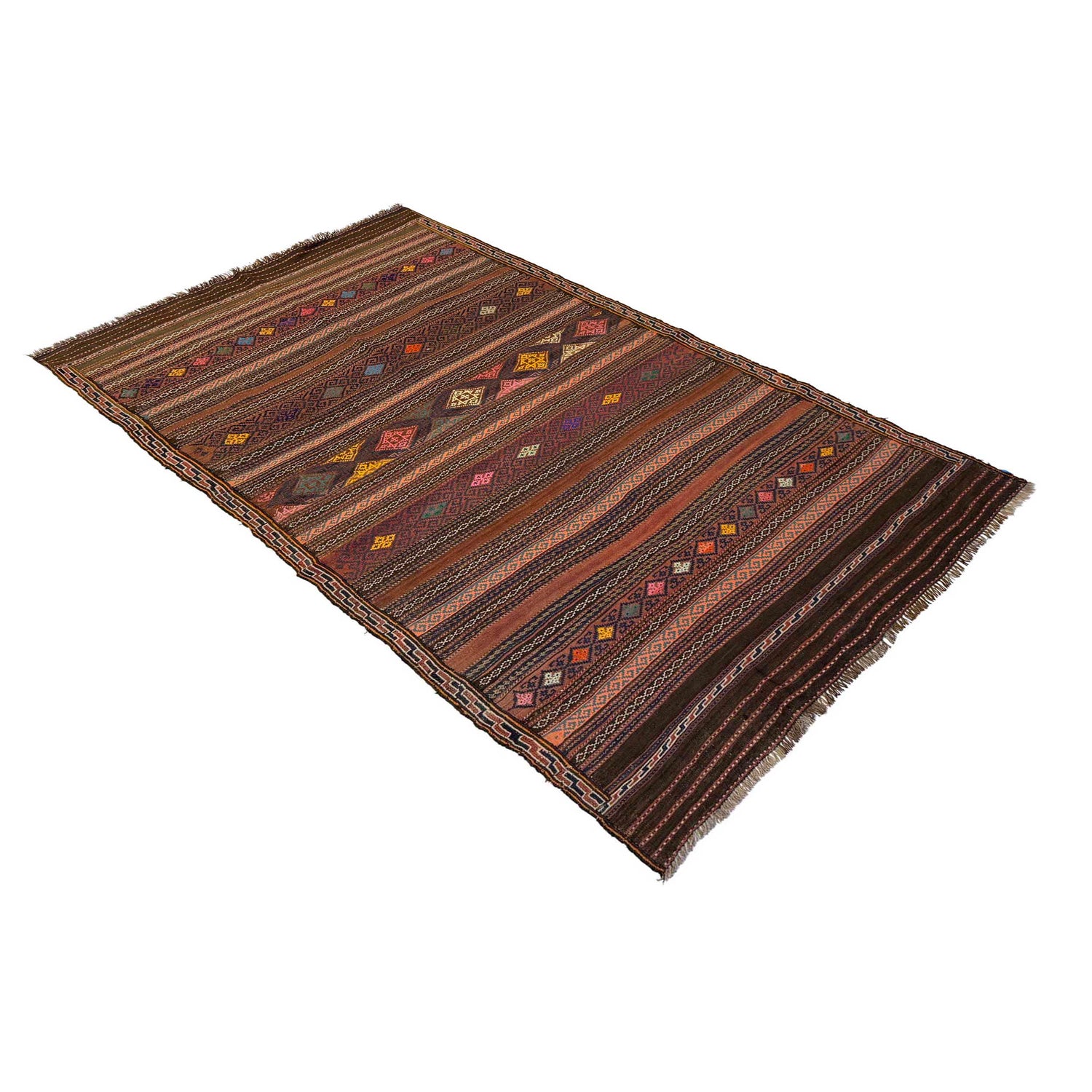 Laghari Kilim Area Rug Handmade Multi Geometric 4x7 ft