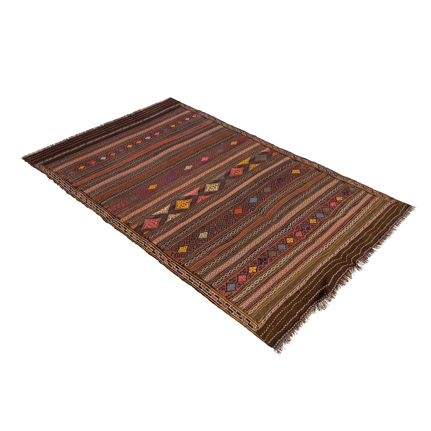 Laghari Kilim Area Rug Handmade Multi Geometric 4x7 ft