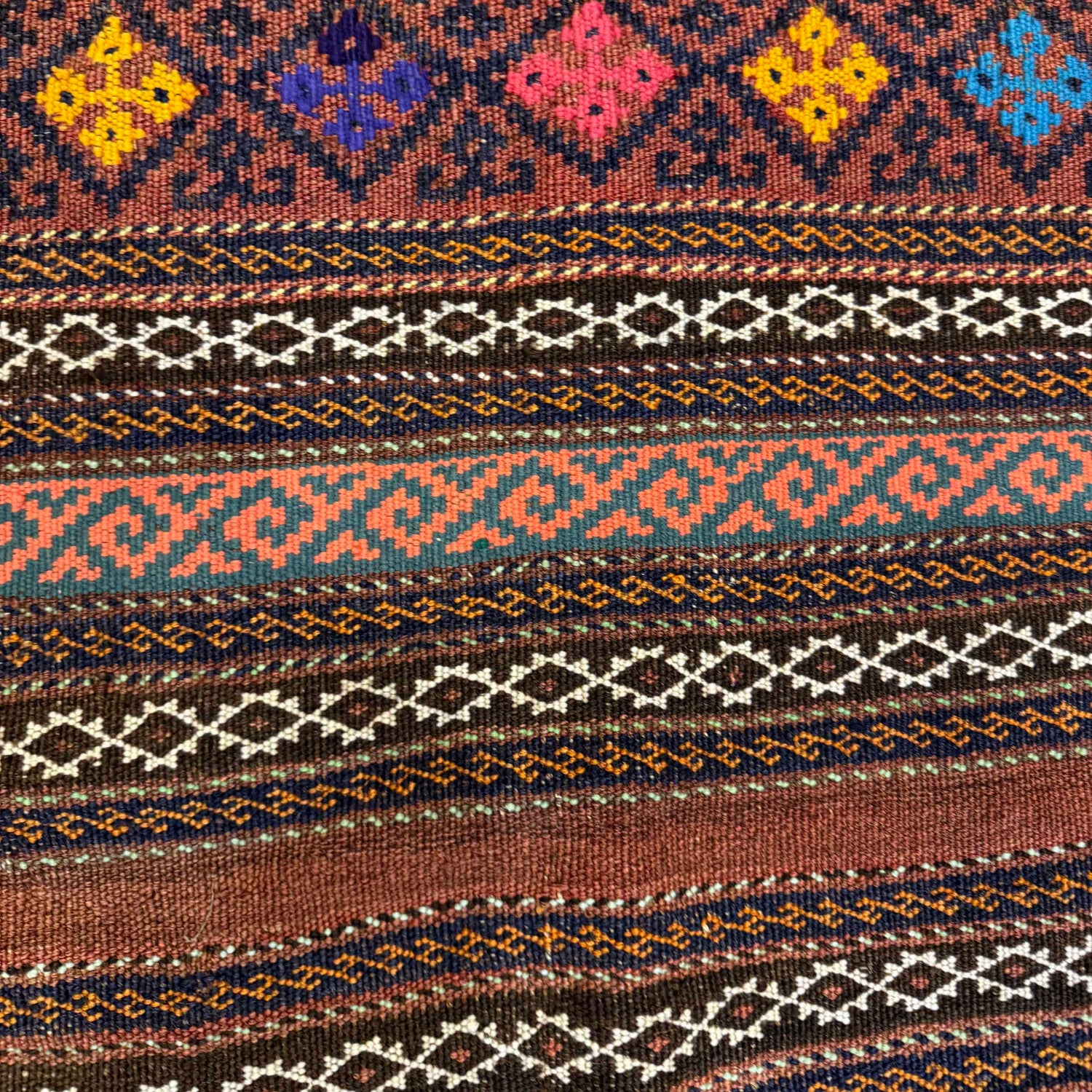 Laghari Kilim Area Rug Handmade Multi Geometric 4x7 ft