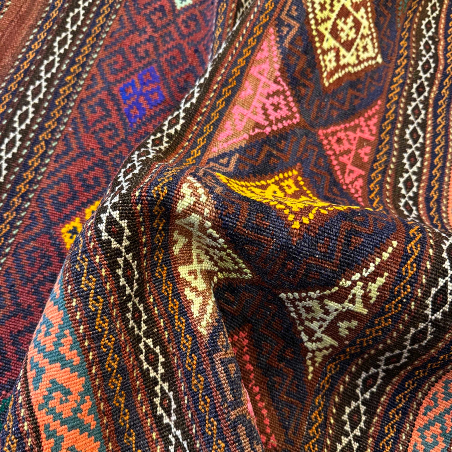 Laghari Kilim Area Rug Handmade Multi Geometric 4x7 ft