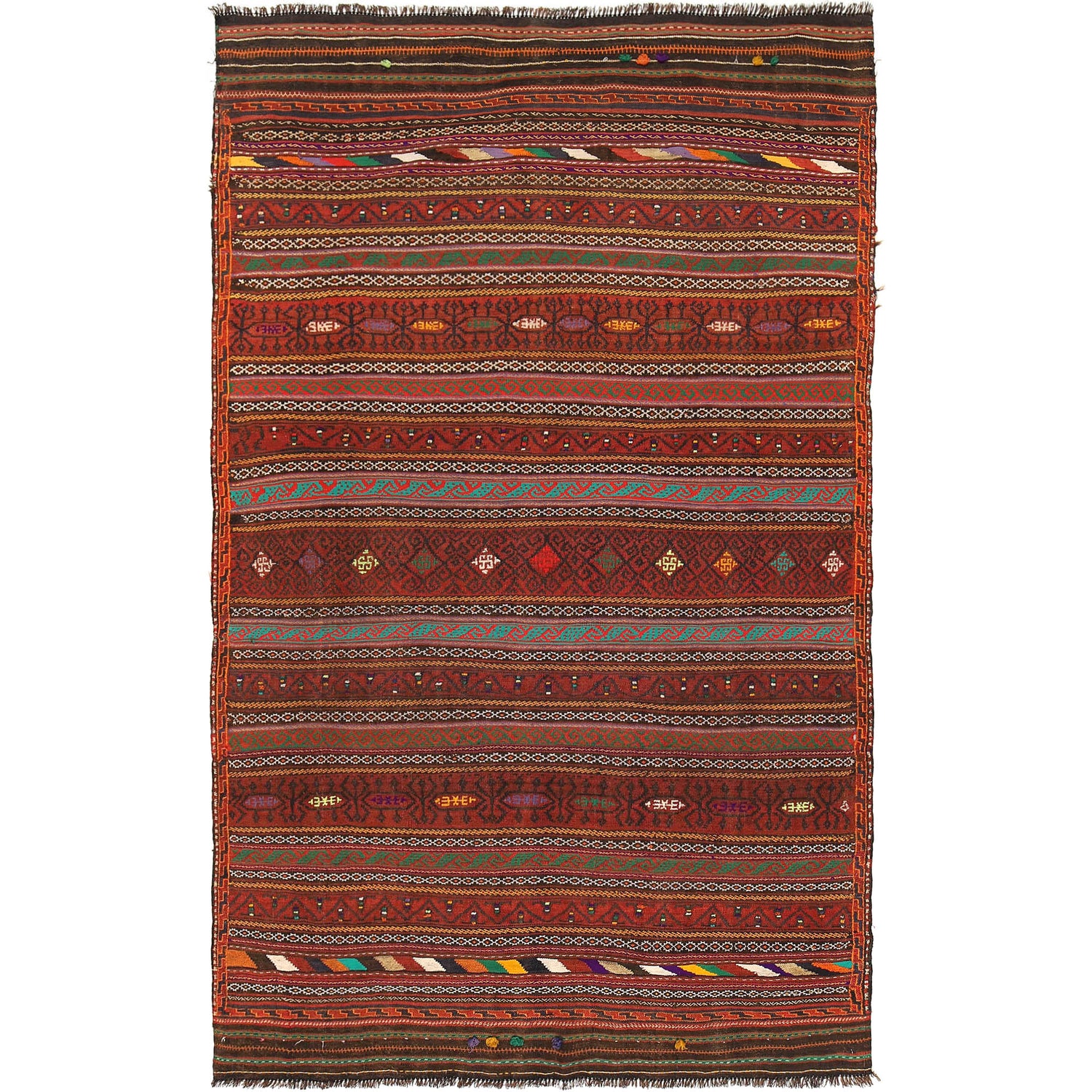 Laghari Kilim Area Rug Handmade Multi Geometric 5x8 ft
