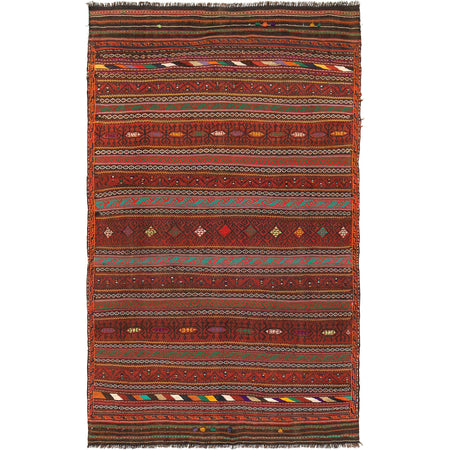 Laghari Kilim Area Rug Handmade Multi Geometric 5x8 ft