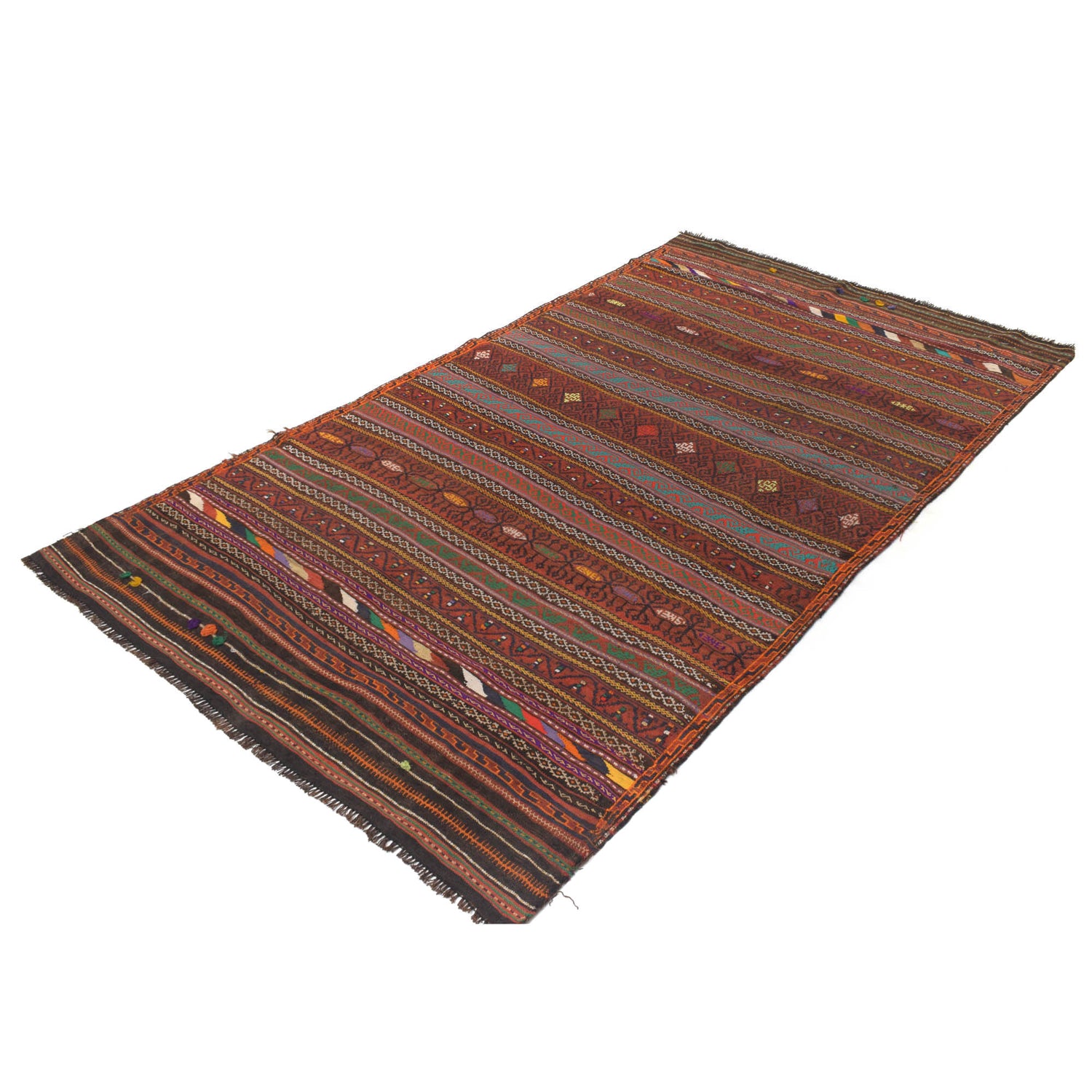 Laghari Kilim Area Rug Handmade Multi Geometric 5x8 ft