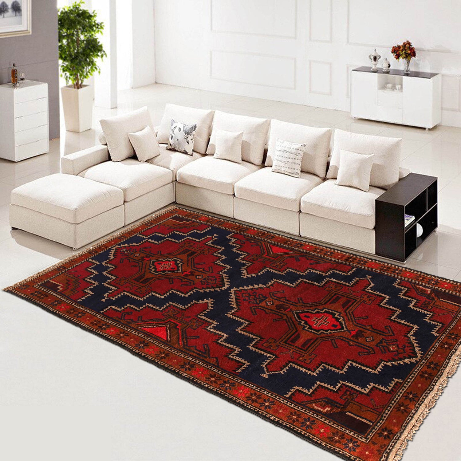 Baluchi Rug Handmade Multi Floral 4x7 ft