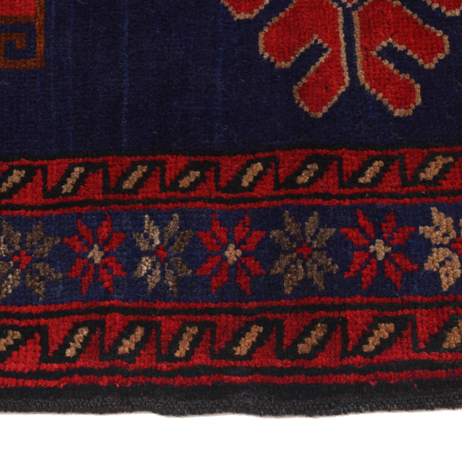 Baluchi Rug Handmade Navy Blue Floral 4x7 ft