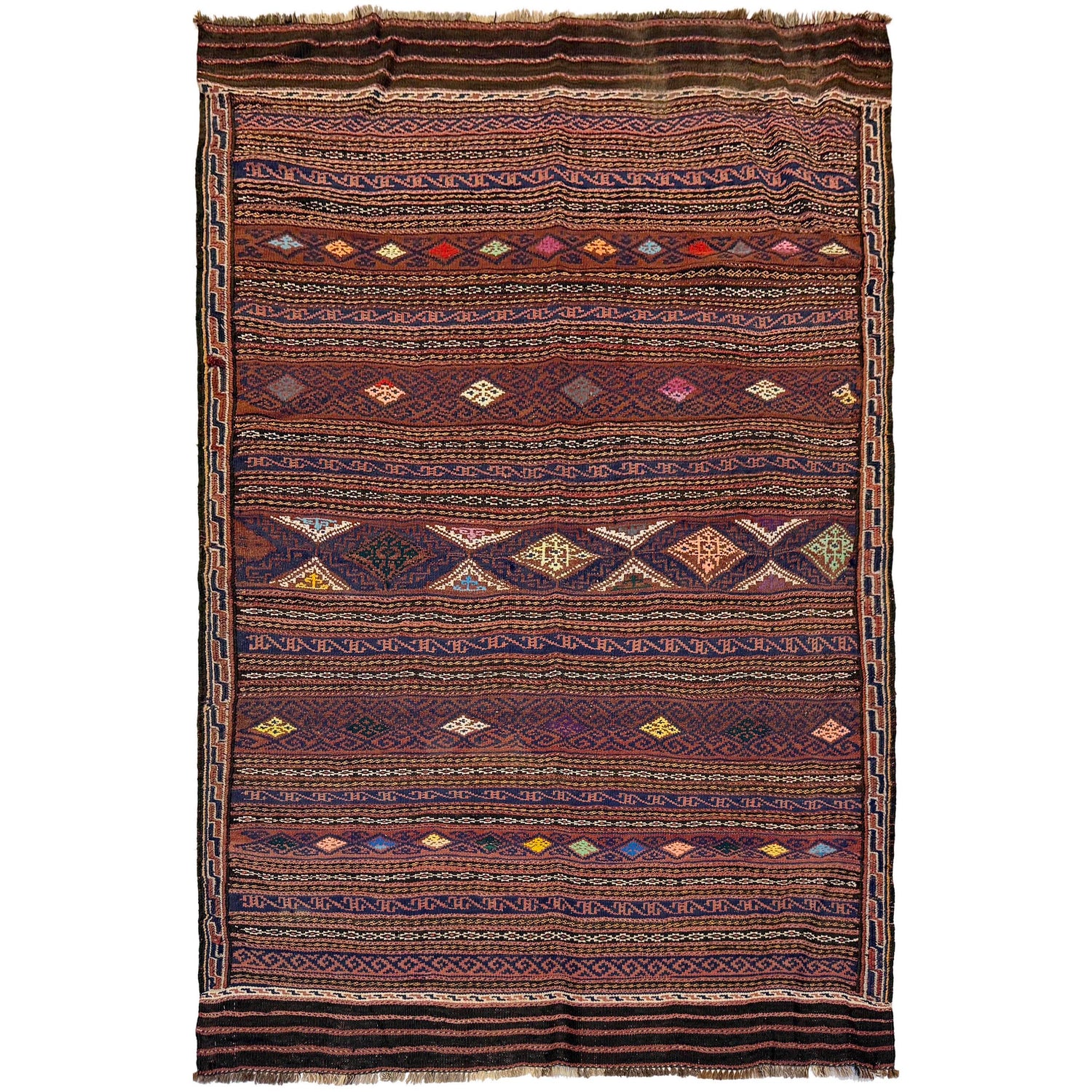 Laghari Kilim Area Rug Handmade Multi Geometric 4x7 ft