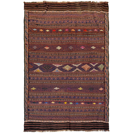 Laghari Kilim Area Rug Handmade Multi Geometric 4x7 ft