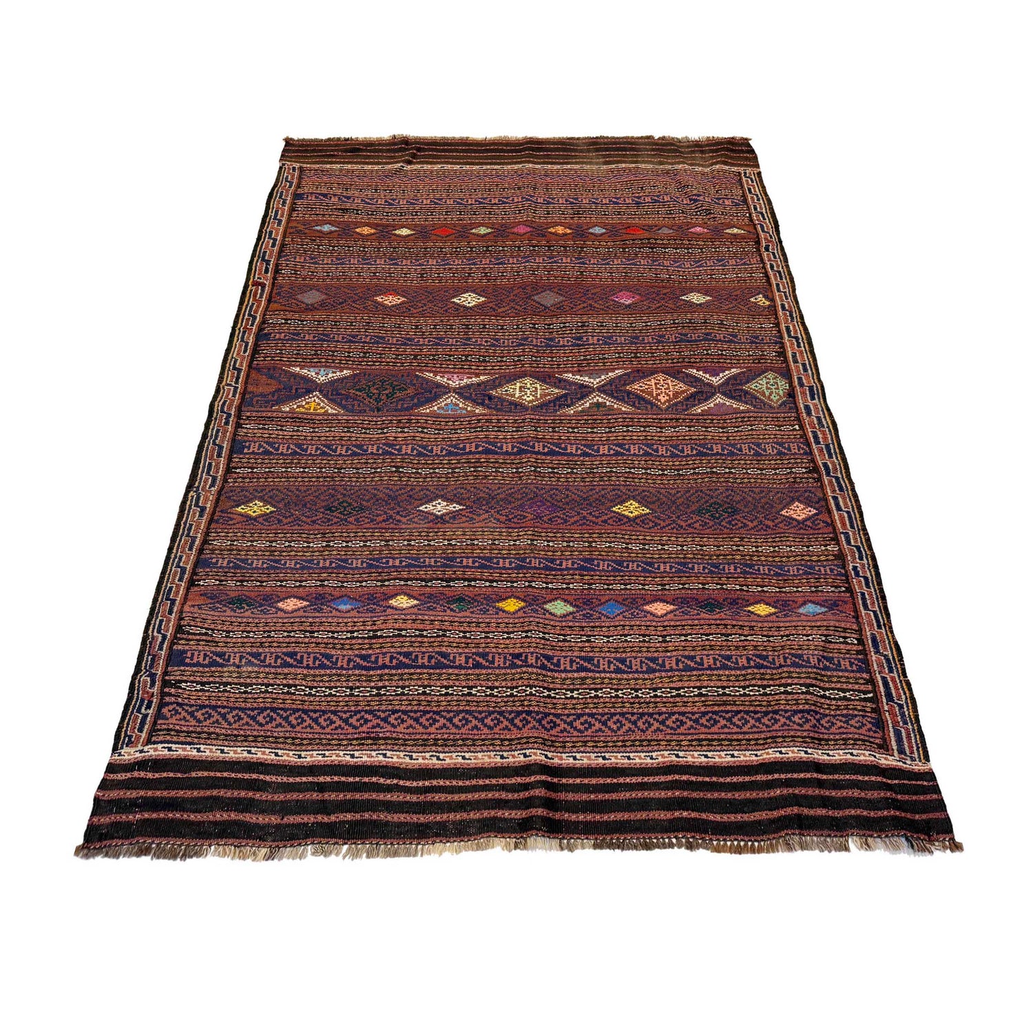 Laghari Kilim Area Rug Handmade Multi Geometric 4x7 ft