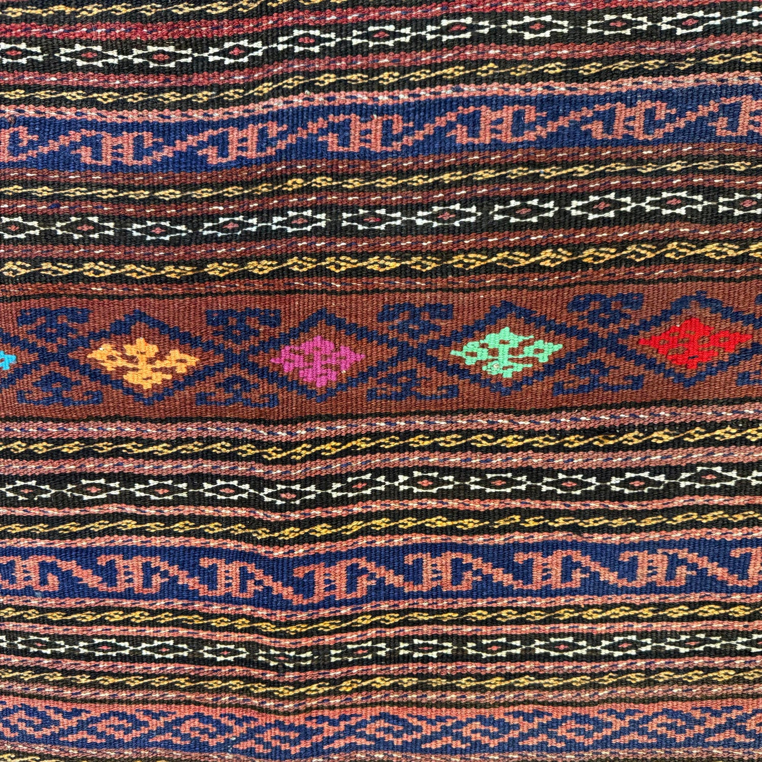 Laghari Kilim Area Rug Handmade Multi Geometric 4x7 ft
