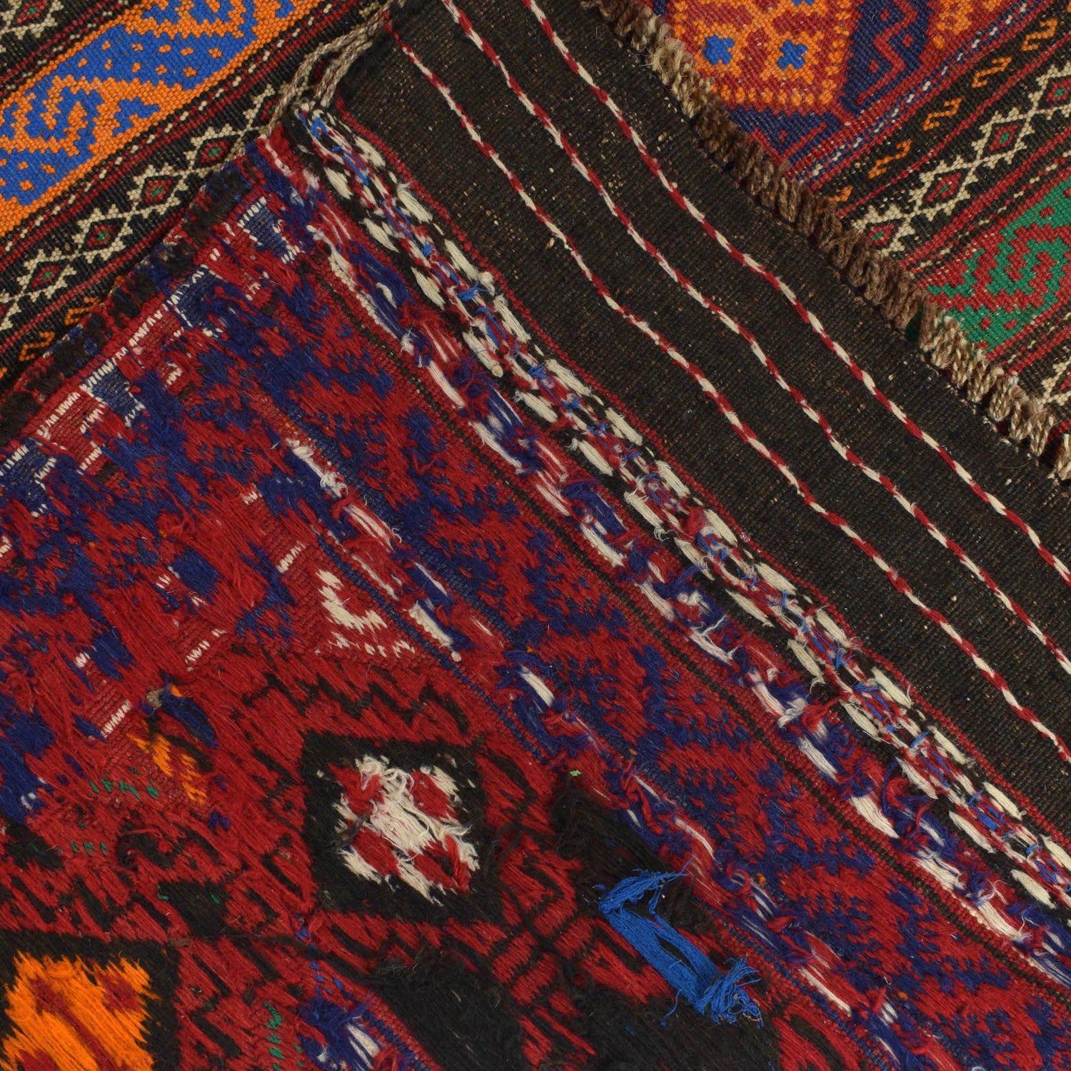 Laghari Kilim Area Rug Handmade Multi Geometric 4x7 ft