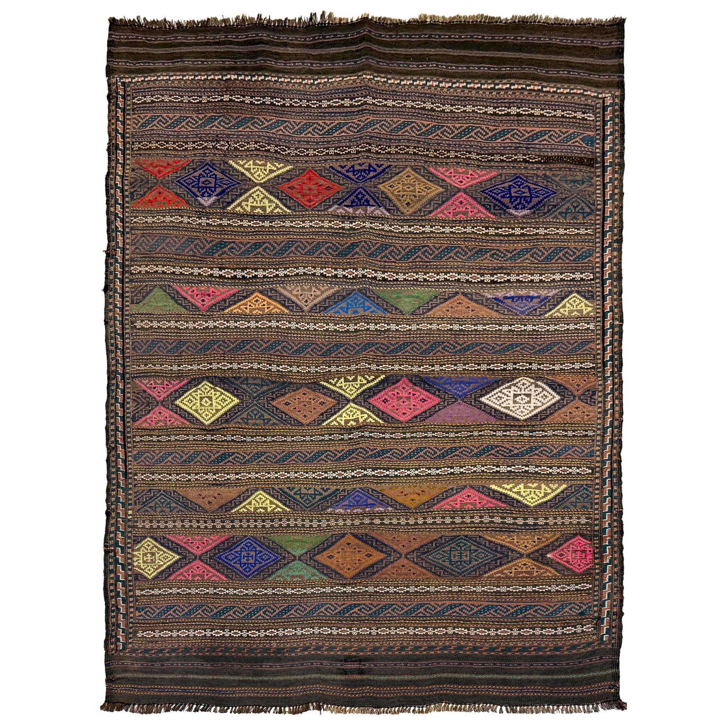 Laghari Kilim Area Rug Handmade Multi Geometric 3x5 ft