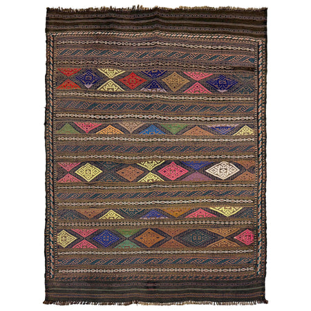 Laghari Kilim Area Rug Handmade Multi Geometric 3x5 ft