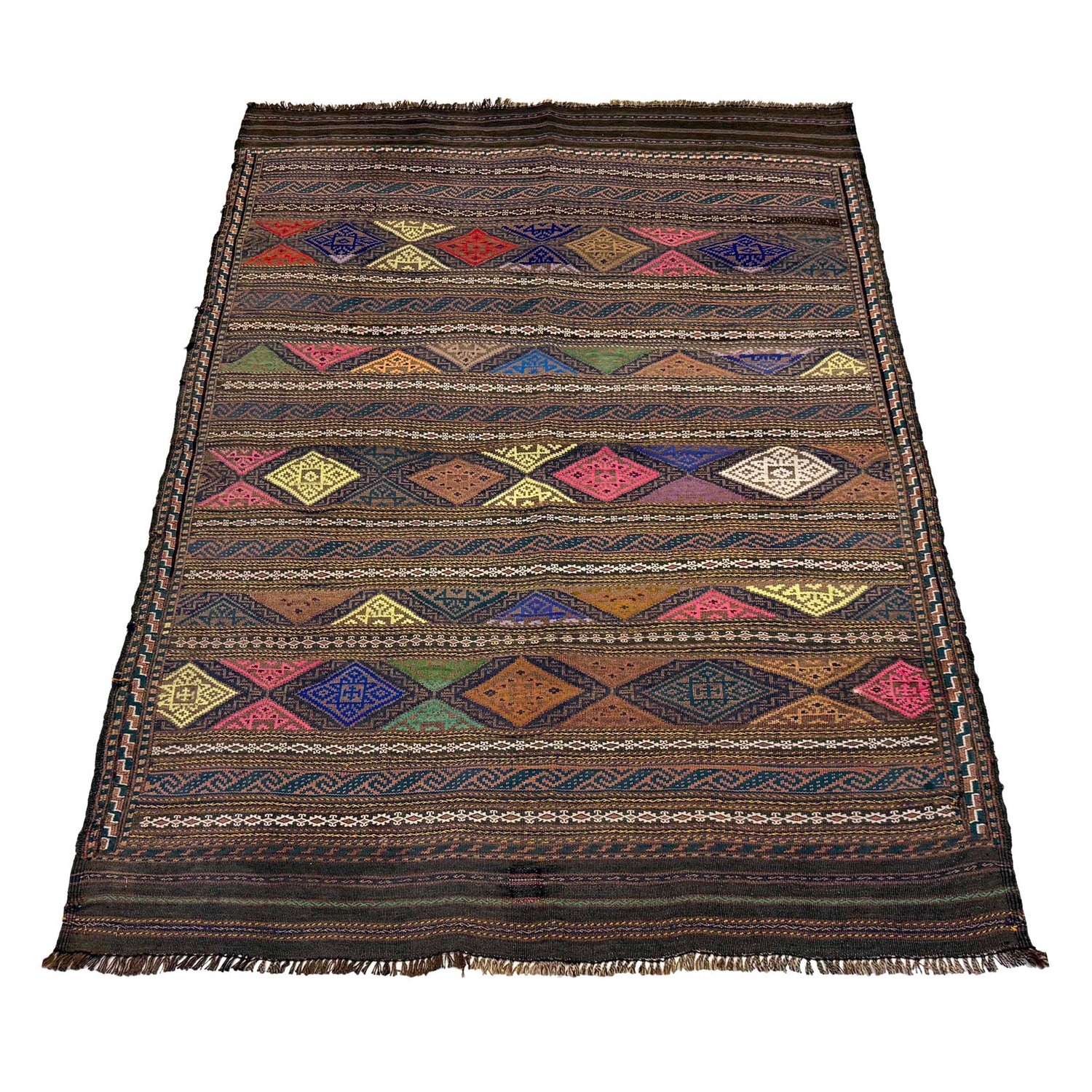 Laghari Kilim Area Rug Handmade Multi Geometric 3x5 ft
