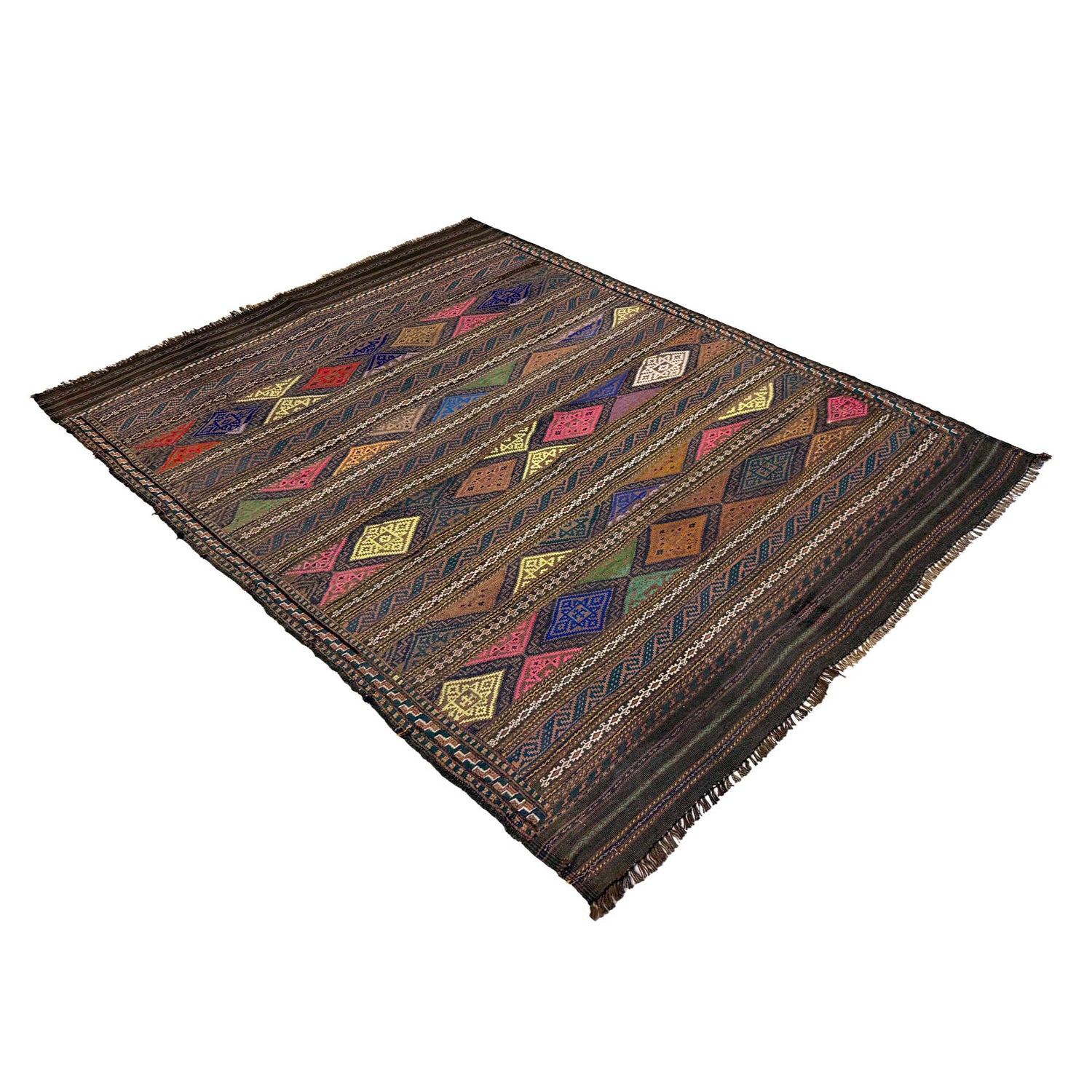 Laghari Kilim Area Rug Handmade Multi Geometric 3x5 ft