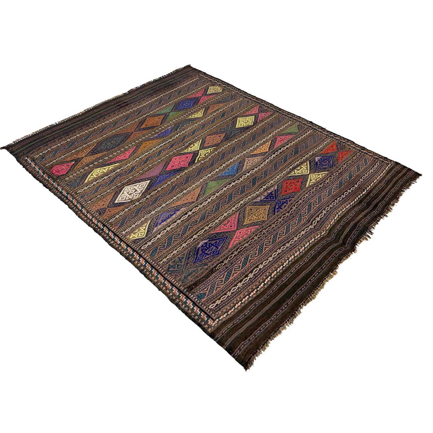 Laghari Kilim Area Rug Handmade Multi Geometric 3x5 ft
