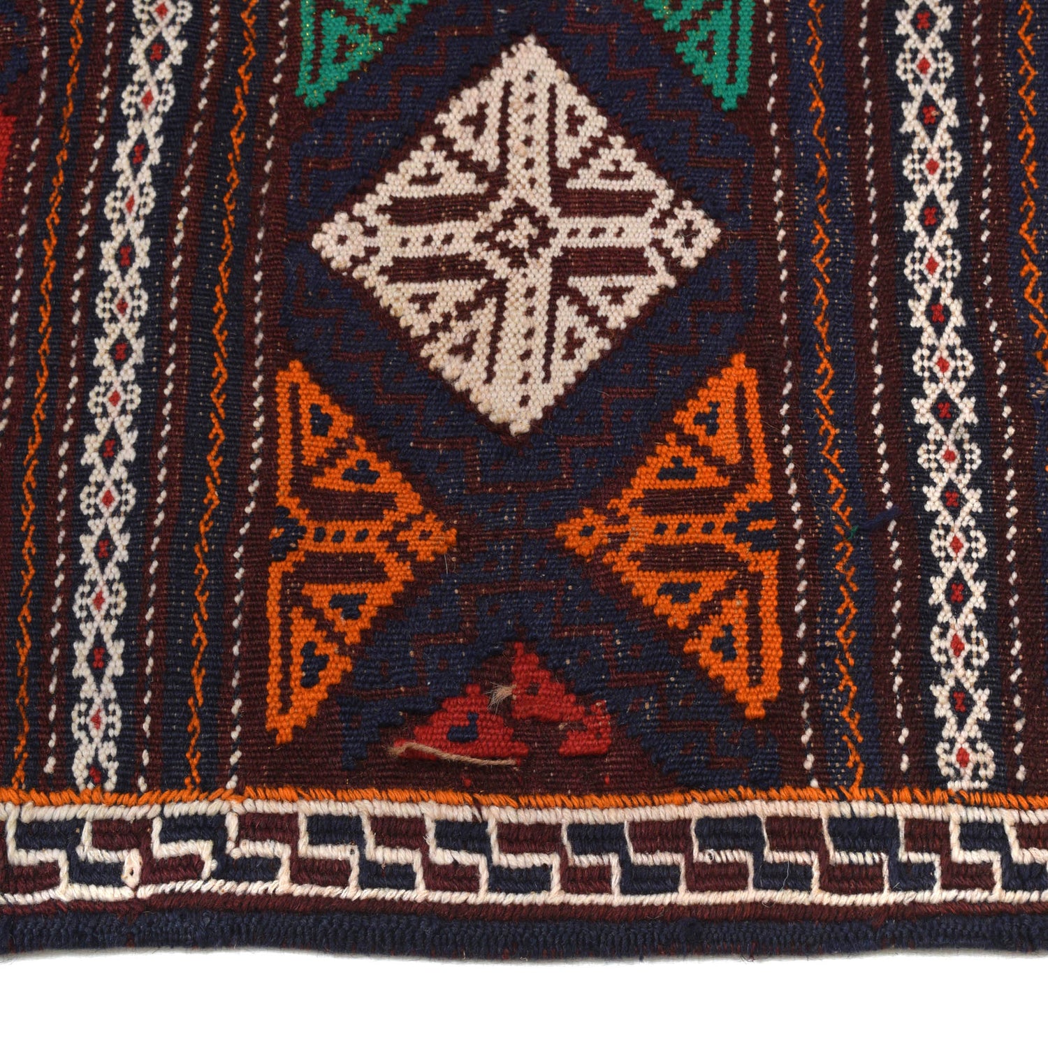 Laghari Kilim Area Rug Handmade Multi Geometric 4x7 ft