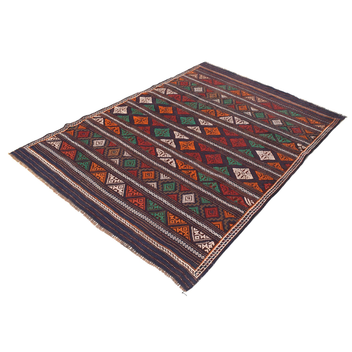 Laghari Kilim Area Rug Handmade Multi Geometric 4x7 ft