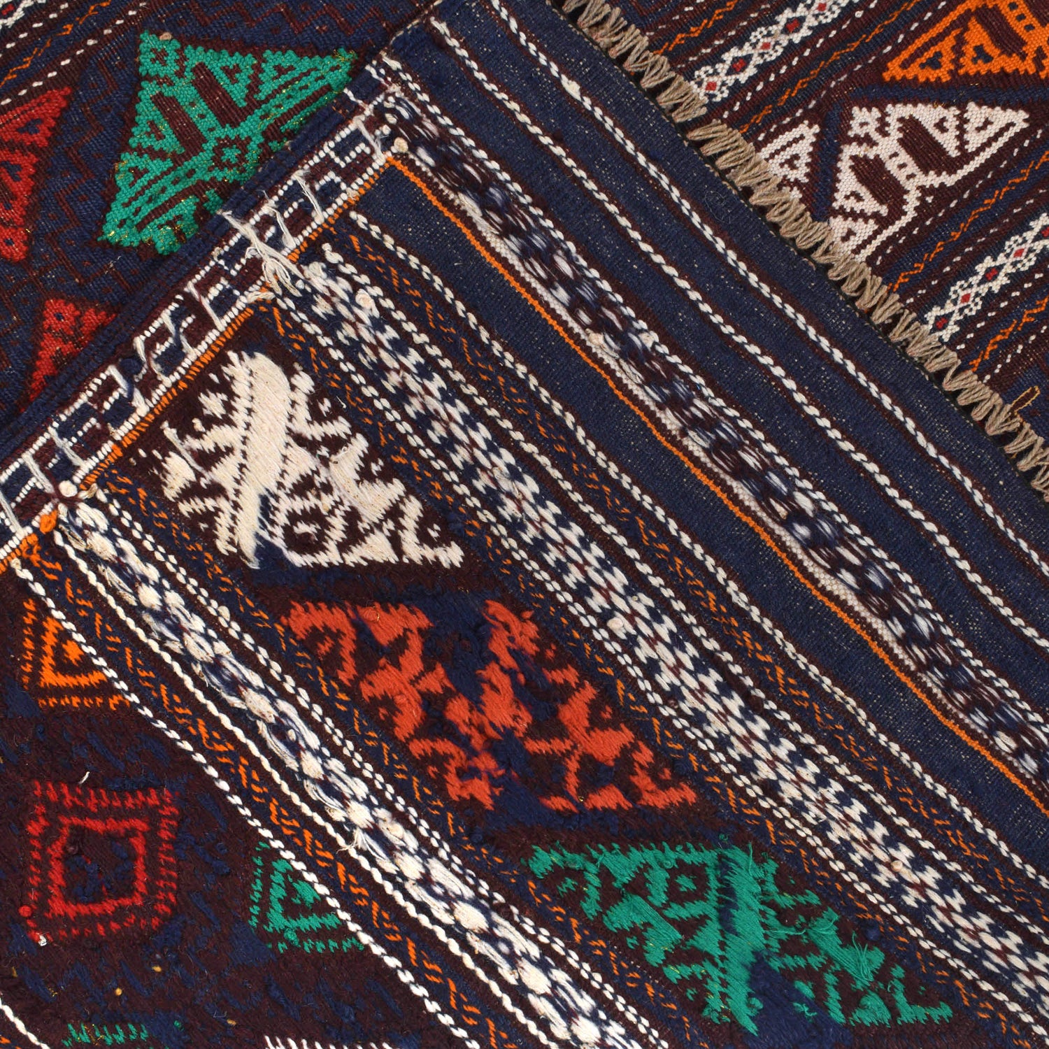 Laghari Kilim Area Rug Handmade Multi Geometric 4x7 ft