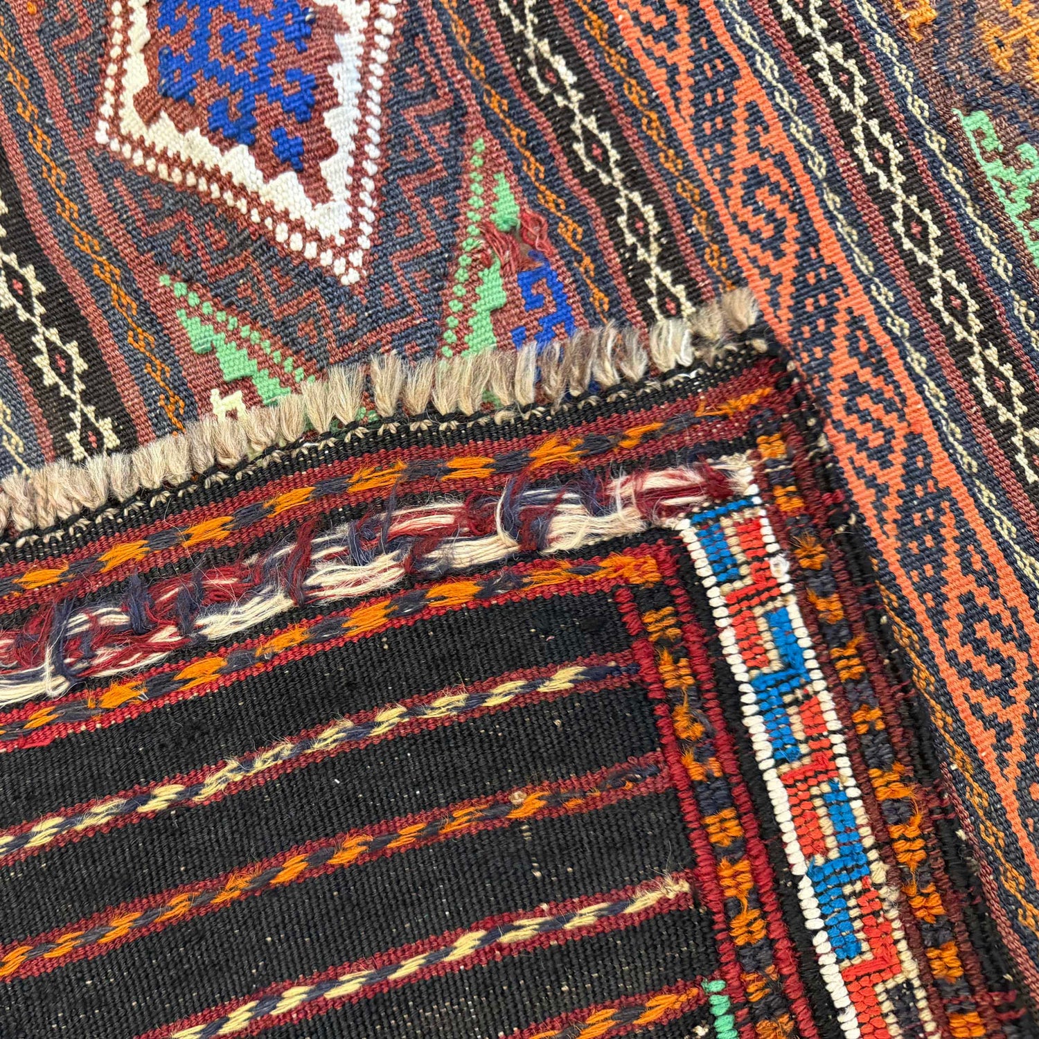 Laghari Kilim Area Rug Handmade Multi Geometric 4x7 ft