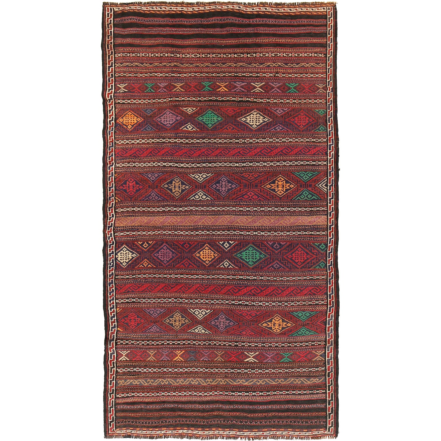 Laghari Kilim Area Rug Handmade Multi Geometric 4x6 ft